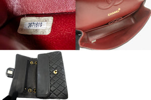 CHANEL Classic Double Flap 10" Chain Skuldertaske Sort Lammeskind k76 hannari-shop