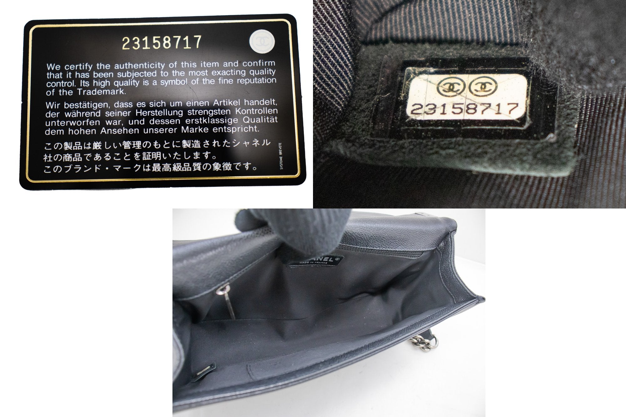 CHANEL Boy Grained Calfskin Chain Shoulder Bag Black Caviar Quilt j40 –  hannari-shop