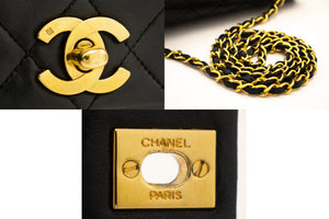 CHANEL Full Flap Chain Skuldertaske Clutch Sort Quiltet lammeskind k84 hannari-shop