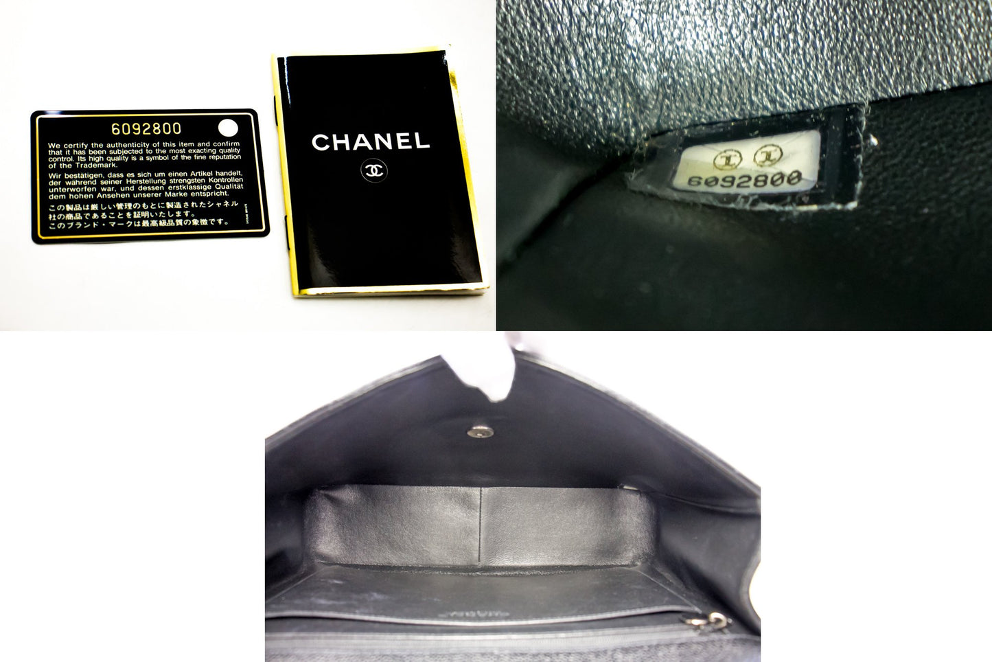 CHANEL Große Classic Handtasche mit Kettenriemen, Schultertasche, Klappe, Schwarz, Caviar-Leder g66 hannari-shop