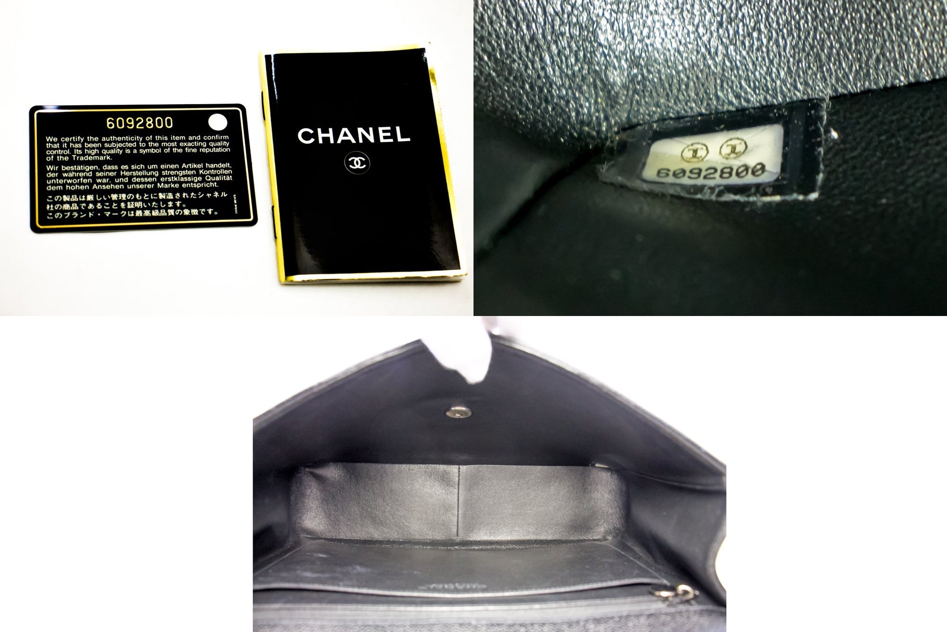 CHANEL Große Classic Handtasche mit Kettenriemen, Schultertasche, Klappe, Schwarz, Caviar-Leder g66 hannari-shop