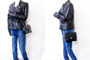 CHANEL Mini Square Small Chain taška přes rameno Crossbody Black Quilt g15 hannari-shop