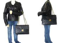 Τσάντα ώμου CHANEL Classic Large 13" με Flap Chain Black Lambskin m12 hannari-shop