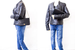 CHANEL Full Flap Chain Skuldertaske Clutch Sort Quiltet Lammeskind h33 hannari-shop