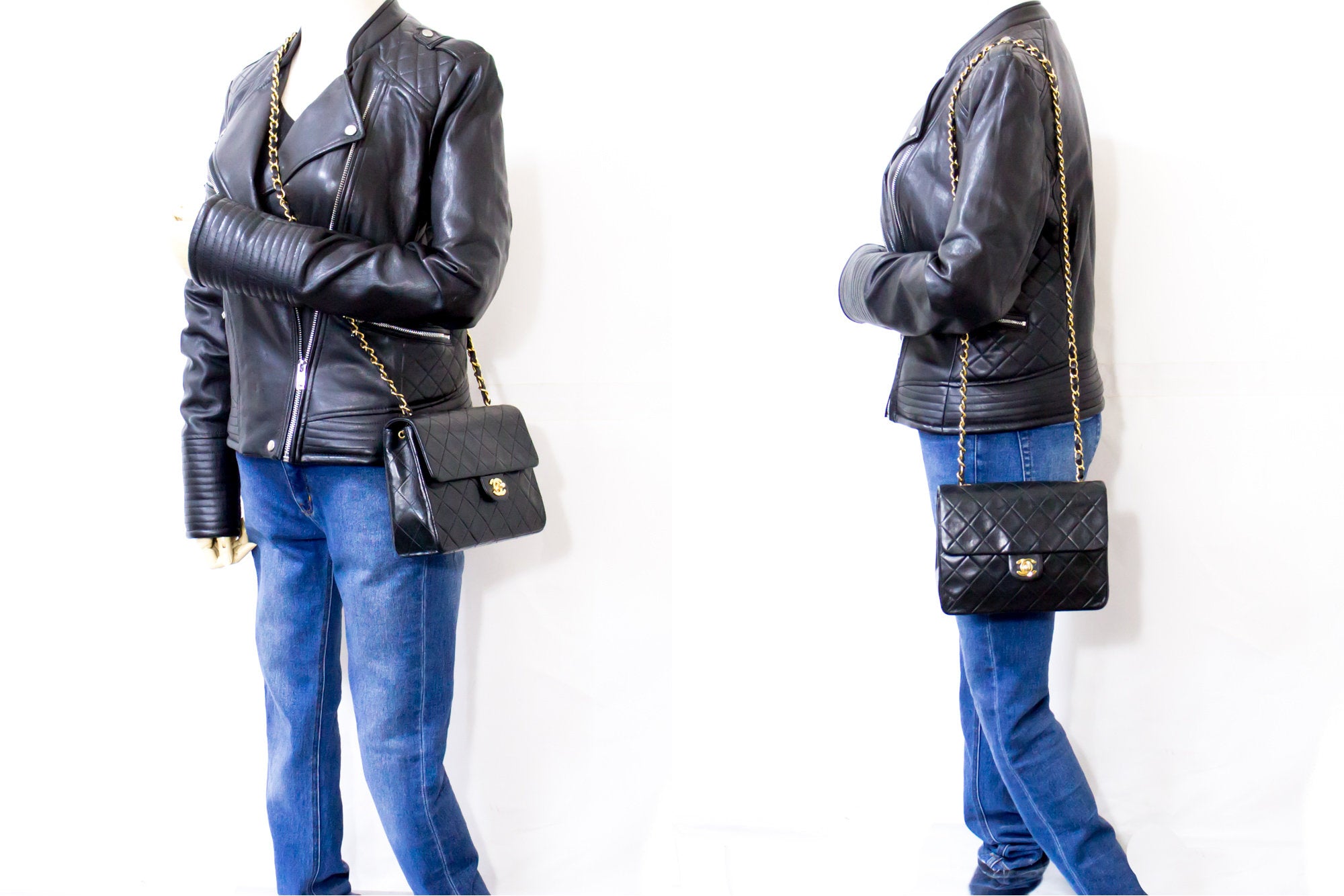 CHANEL Mini Square Small Chain Shoulder Bag Crossbody Black Quilt f77 –  hannari-shop