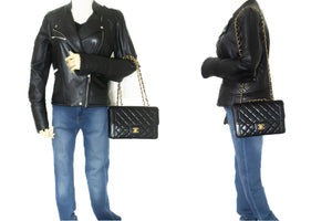 Τσάντα ώμου με αλυσίδα CHANEL Μαύρο καπιτονέ τσαντάκι από αρνί m40 hannari-shop